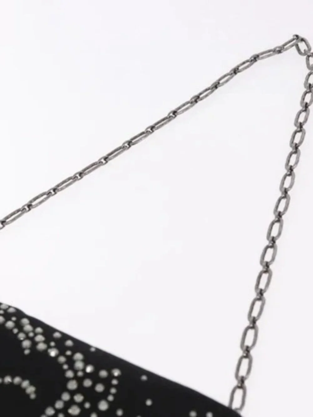 CHANEL Camelia Chain Shoulder Bag Satin Black Silver CC Auth 184869SM